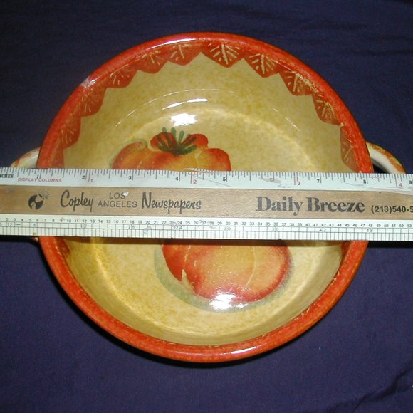 2-ITALICA ARS Hand Painted SOUP BOWLS 9" Side Diameter incl.Handles PUMPKINS EUC - Picture 4 of 8
